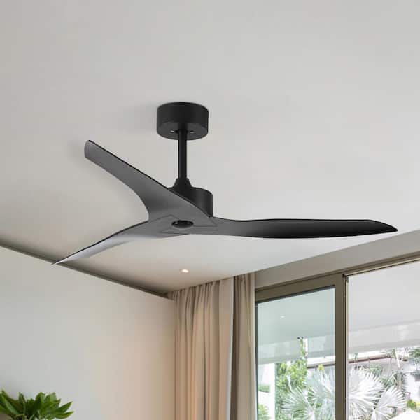 52 in. Outdoor Ceiling Fan No Light with Remote Control, ABS Blades, 6-Speed Reversible DC Motor Ceiling Fan, Black