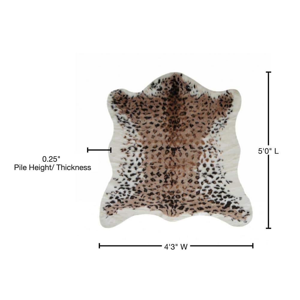 51" x 60" Faux Leopard Hide Black and Brown Area Rug
