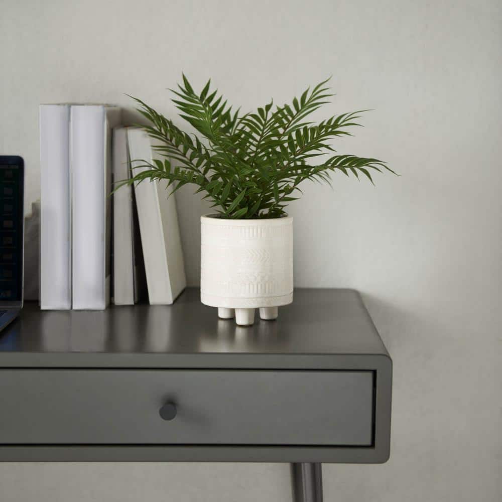 Effortless Artificial Desktop Fern in Glazed Ceramic Pot