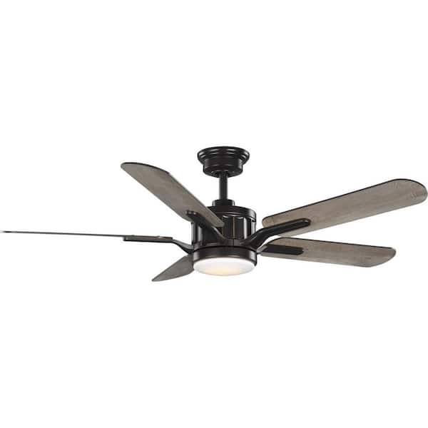 Progress Lighting Claret 54 in. Indoor Integrated LED Oil Rubbed Bronze Transitional Ceiling Fan with Remote Included for Living Room