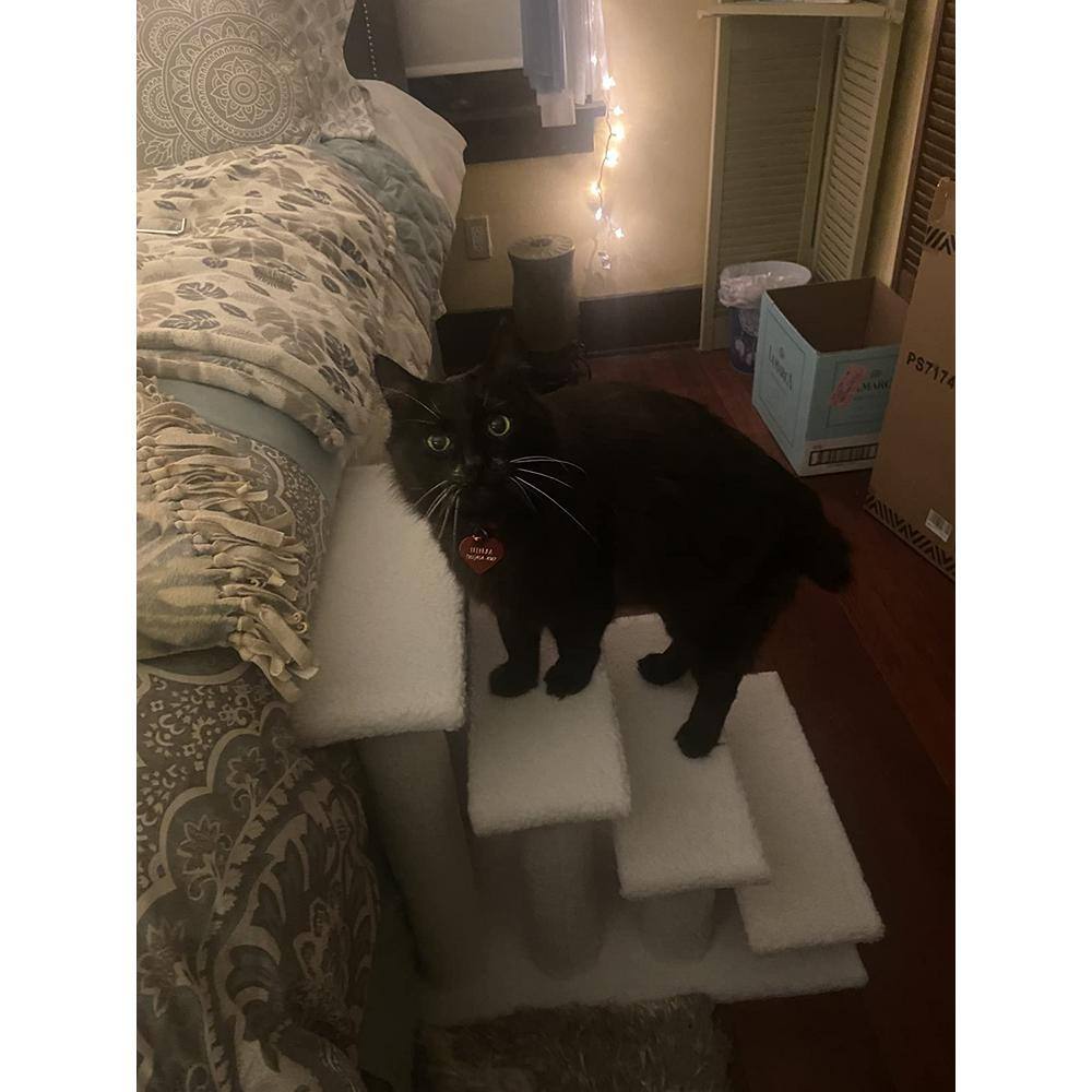 24'' Beige Faux Fleece 4-Step Cat Tree with Scratching Posts