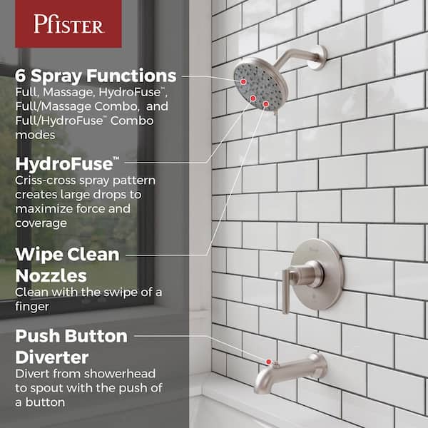 Capistrano Single Handle 6-Spray Wall Mount Tub and Shower Faucet 1.8 GPM 5.5 in. Brushed Nickel [Valve Included]