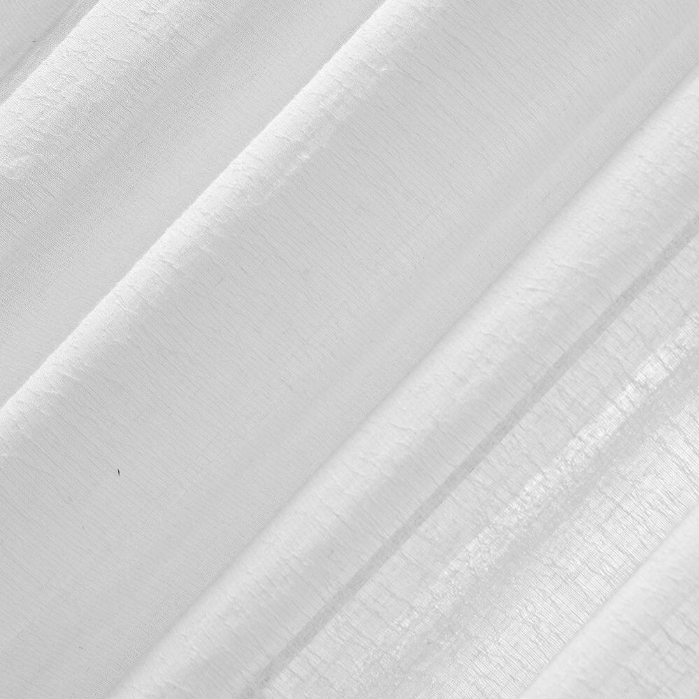84" White Sheer Polyester Linen Rod Pocket Curtain Panel