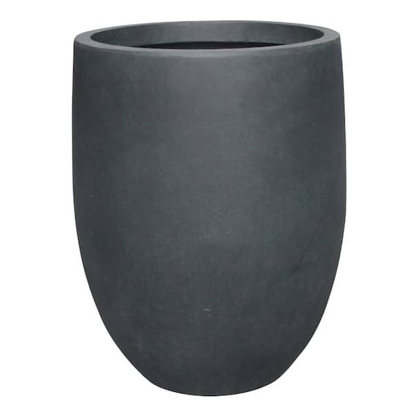 21.7 in. H Round Charcoal Concrete/Fiberglass Indoor Outdoor Modern Tall Planter