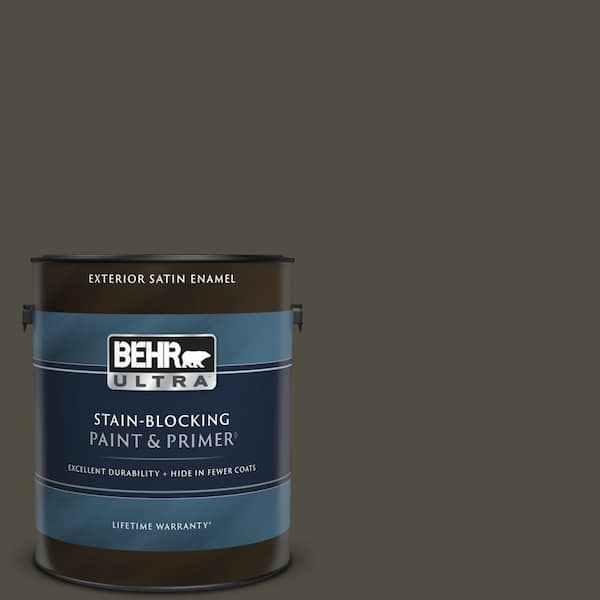 BEHR ULTRA 1 gal. #S-H-760 Olive Leaf Satin Enamel Exterior Paint & Primer