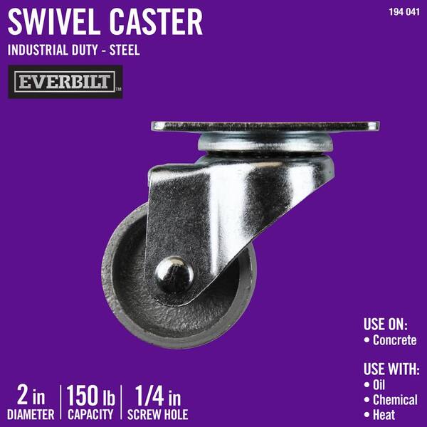 one Capacity 600-Lb -  2in. Swivel Steel Casters 