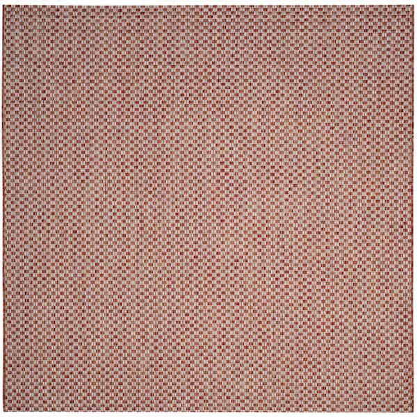 SAFAVIEH Courtyard Rust/Light Gray 5 ft. x 5 ft. Distressed Solid Color Indoor/Outdoor Square Area Rug