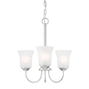 Bronson 3-Light Brushed Nickel Chandelier with Frosted Glass Shades