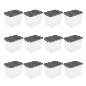 108 qt. Clear Stacker Storage Container Tote with Latching Lid (12-Pack)