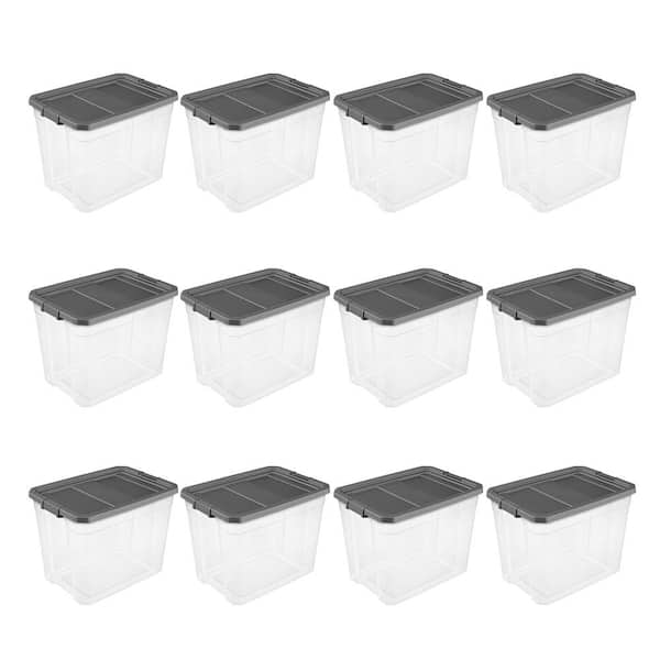 Sterilite 108 qt. Clear Stacker Storage Container Tote with Latching Lid (12-Pack)