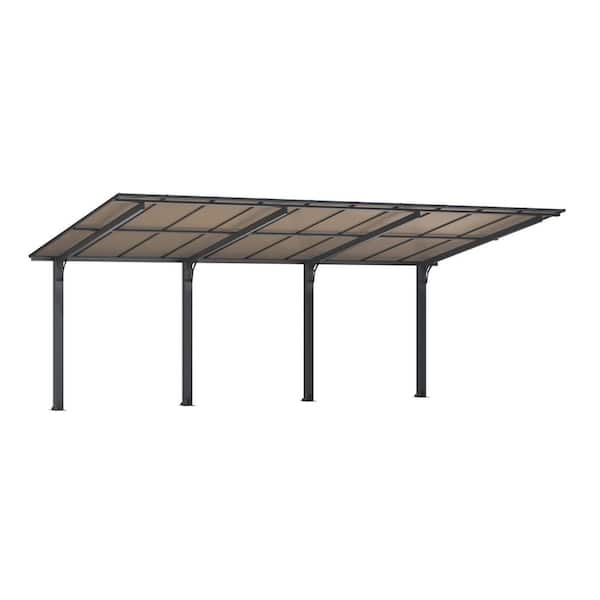 20 ft. x 10 ft. Gazebo Outdoor Pergola for Patio, Freestanding Lean to Hard Top Grill Gazebo Carport with Roof