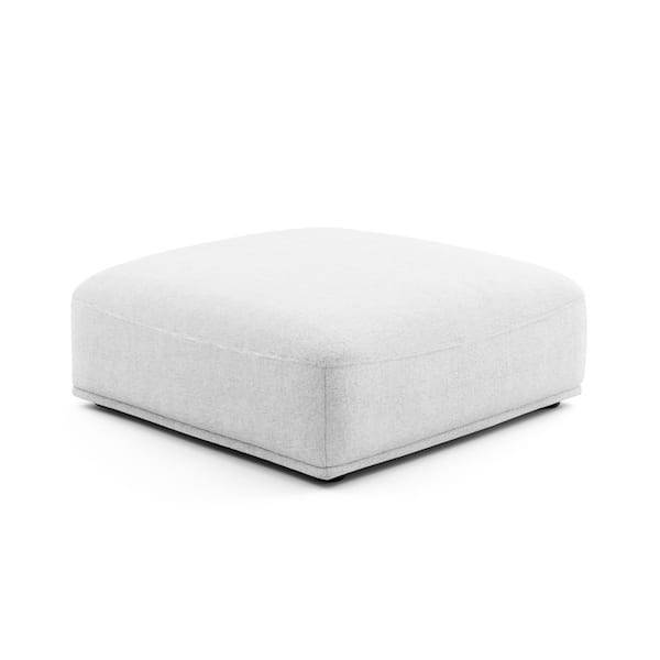 Fairwind 42 in. Armless Chenille Square Modular Ottoman Sofa in White