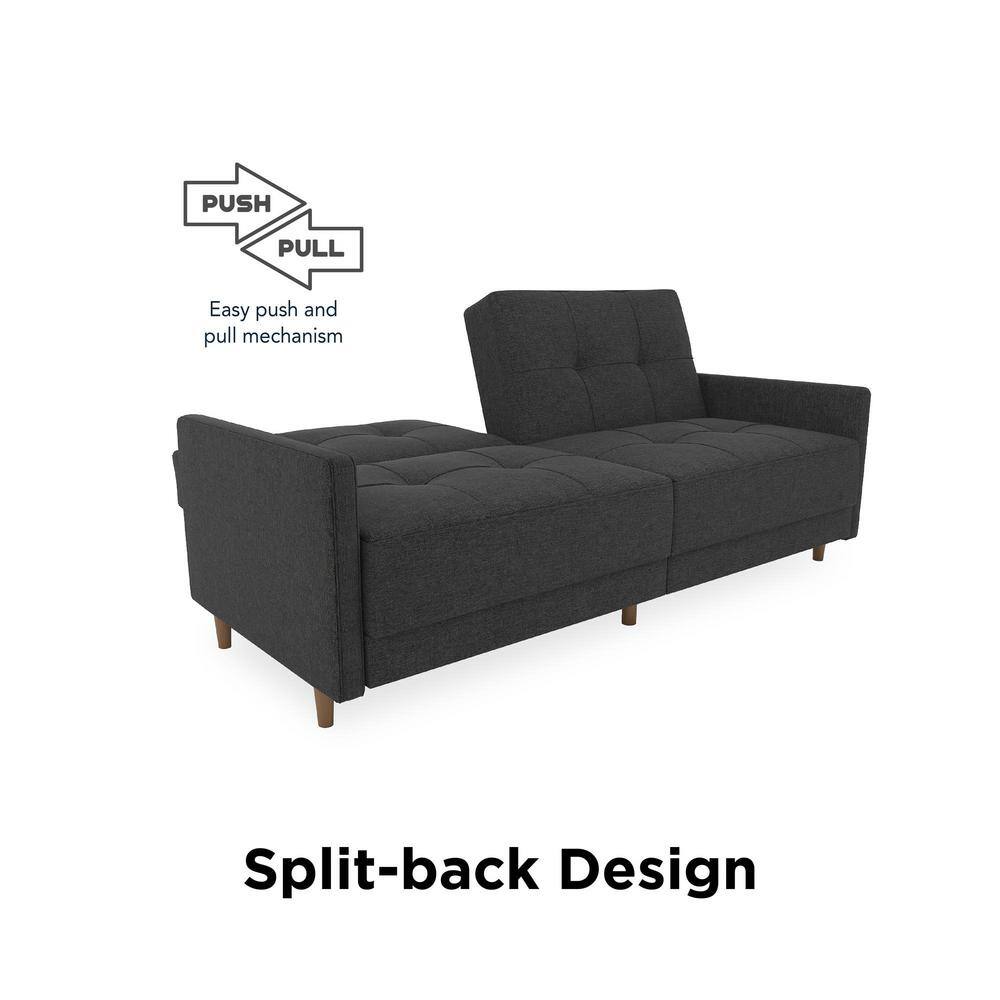 Andora Gray Linen Tufted Twin Sleeper Sofa with Wood Legs