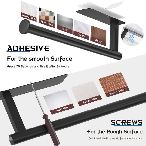 Paper Towel Holder Under Cabinet-Matt Black Self Adhesive Paper Towel Holder for Bathroom Countertop Organizer Horizontal or Vertical Wall Mounted for Kitchen Accessories Paper Towel Holder Under Cabinet-Matt Black Self Adhesive Paper Towel Holder for Bathroom Countertop Organizer Horizontal or Vertical Wall Mounted for Kitchen Accessories