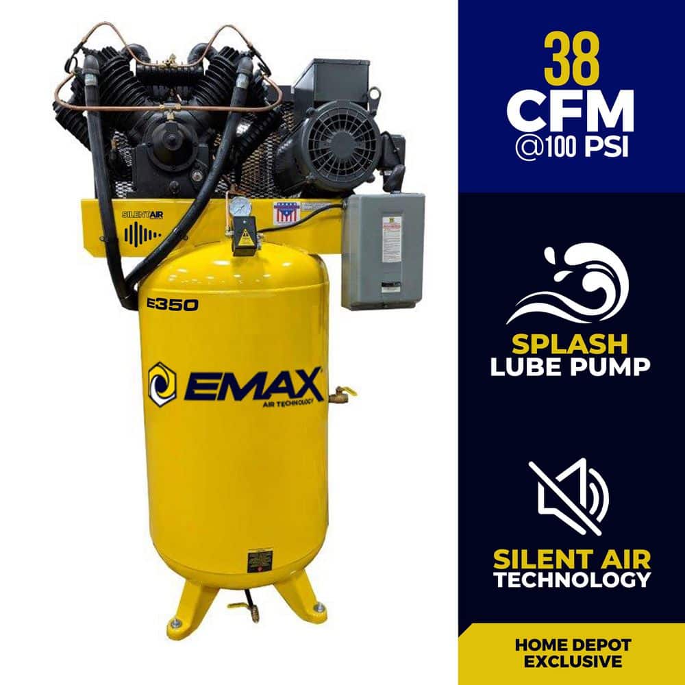 EMAX 80 Gal. 10 HP V4 1Phase Silent Air 175 PSI Electric Air
