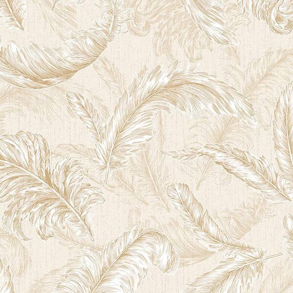 Graham & Brown Cream and Gold Gilded Feather Removable Wallpaper