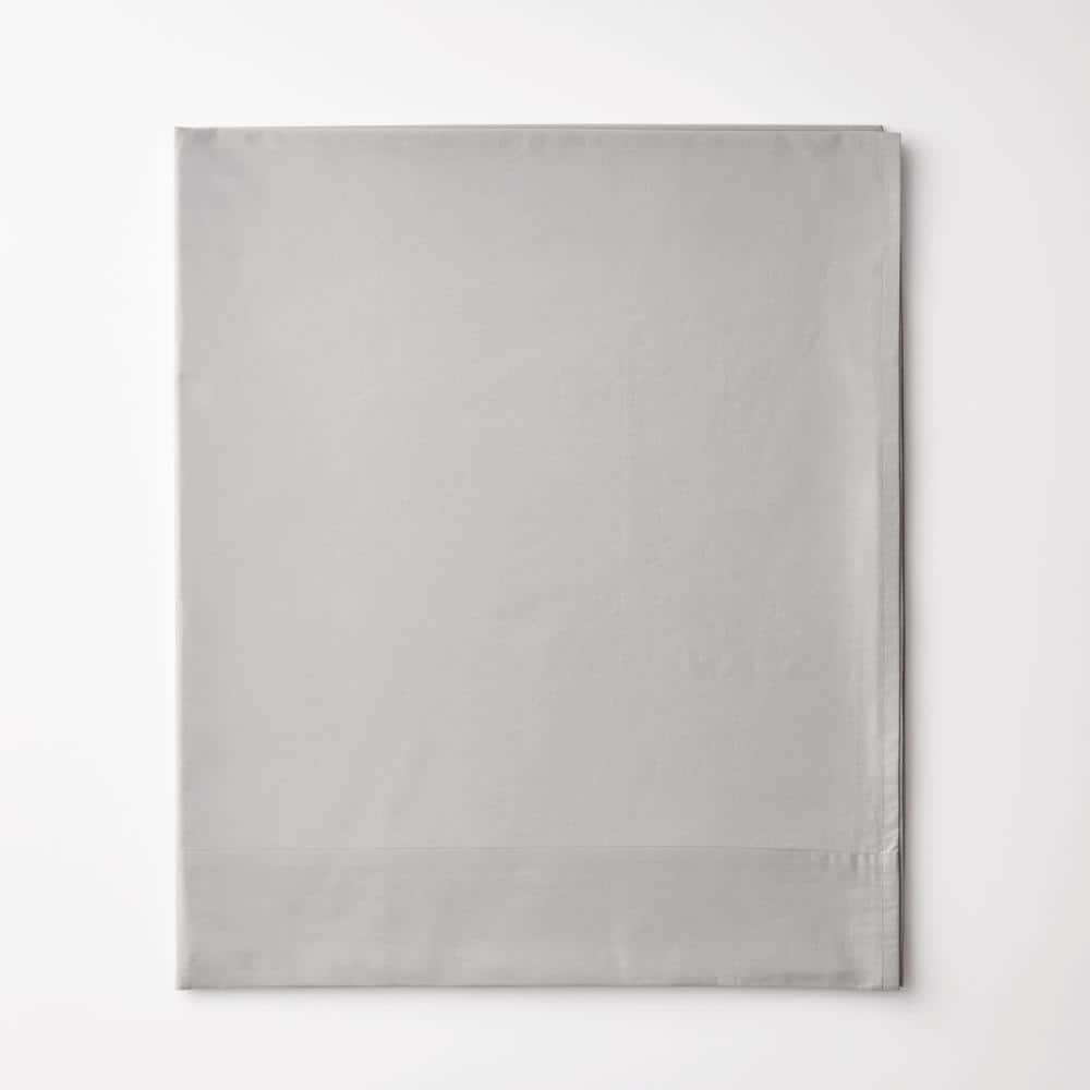 Company Cotton Gray Smoke Solid 300-Thread Count Cotton Percale Full Flat Sheet price history on PriceWatchPro