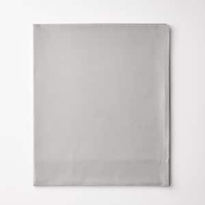 Company Cotton Gray Smoke Solid 300-Thread Count Cotton Percale Oversized Queen Deep Pocket Flat Sheet