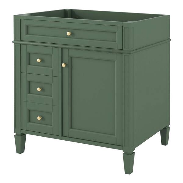 Quintina 29.30 in. W Modern Freestanding Bath Vanity Cabinet without Top in Green with Door, Tip-out Drawer, 2 Drawers