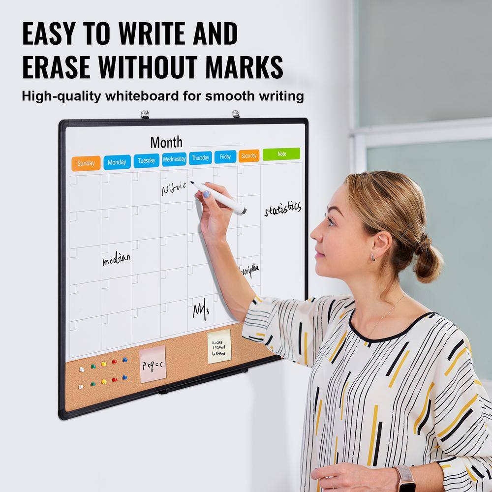 36" x 24" Black Aluminum Framed Magnetic Calendar Board