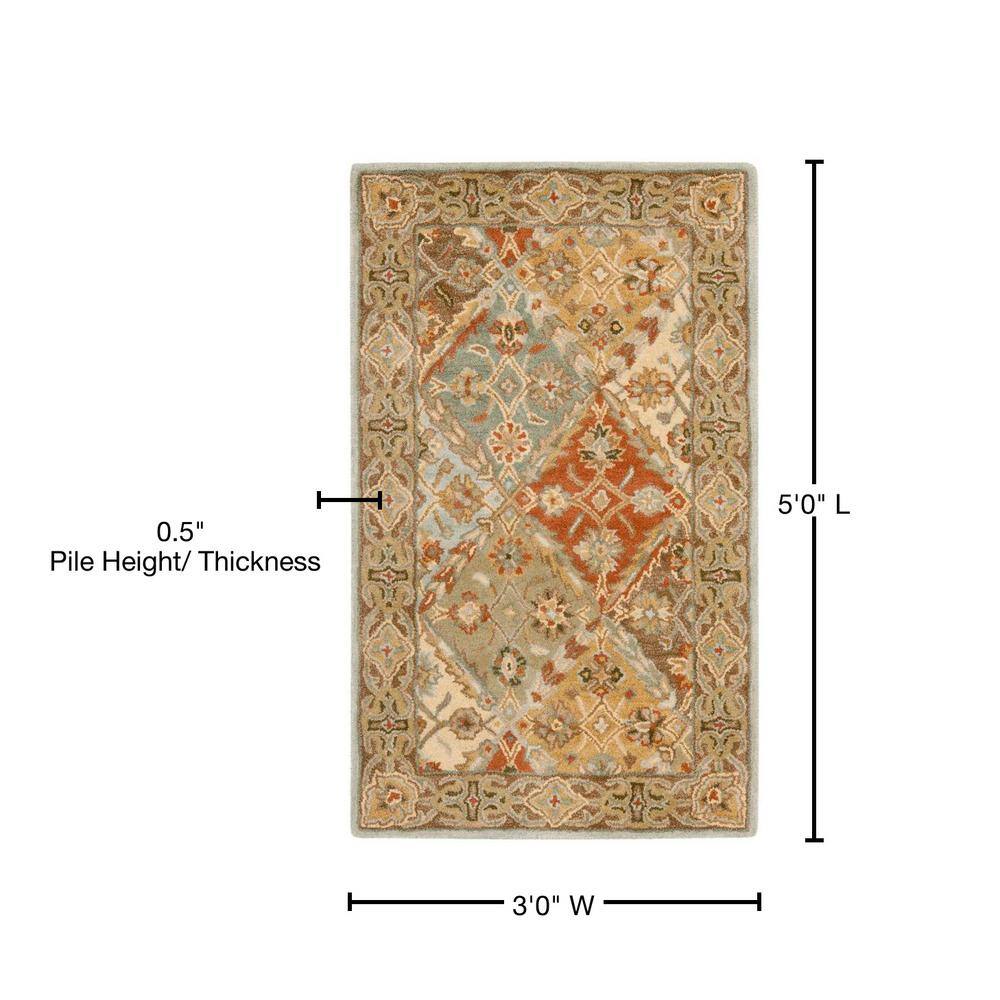 Heritage HG316 Handmade Accent Rug - 3'x5' - Light Blue/Light Brown - Safavieh
