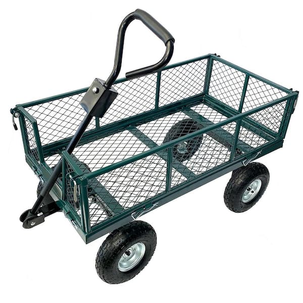 Unbranded 40 in. L x 20 in. W x 22 in H, 8.25 cu. ft. capacity Small Steel Mesh Garden Cart/Wagon with Foam Wheels