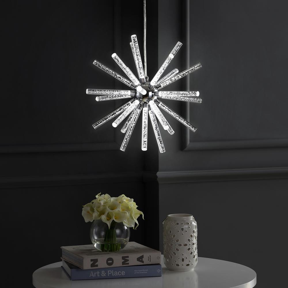 Soyuz 19.5" Chrome Starburst Adjustable LED Pendant Light