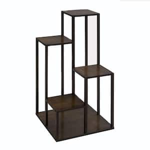 32.1 in. Tall Indoor/Outdoor Dark Brown Bamboo Wood Plant Stand (3-Tiered)