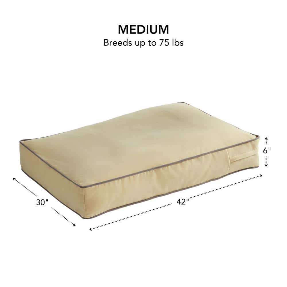 Medium Cream Microfiber Rectangle Pillow Dog Bed