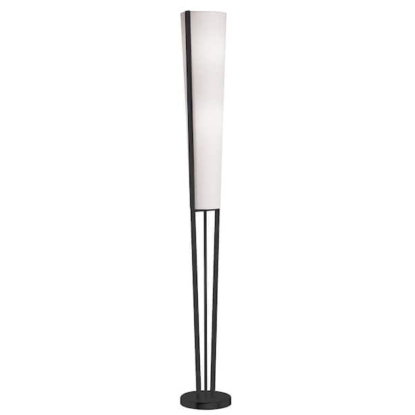 Dainolite Emotions 61 in. Matte Black Indoor Floor Lamp with White ...