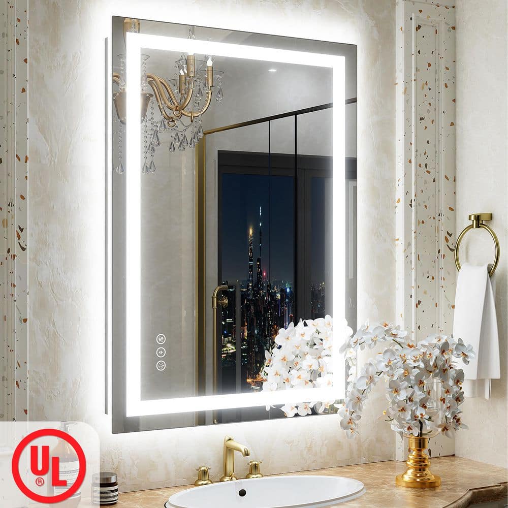 Apmir 20 in. W x 28 in. H Rectangular Frameless Front & Back LED