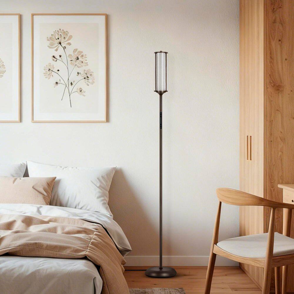 66 in. Brown Integrated LED Glass Wire Mesh Ambient Light RGB Standard Floor Lamp with Bluetooth Control price history on PriceWatchPro