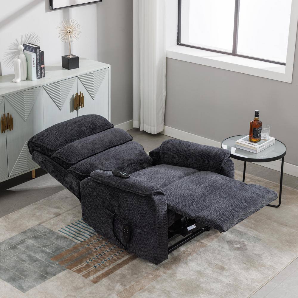 Grey Chenille Power Lift Recliner with Heat and Massage