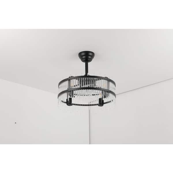 11.8 in. Industrial Black Flush Mount Ceiling Fan with Light with Remote Reversible Fan Blades