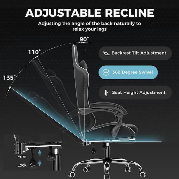 ComHoma Gaming Chair Fabric Computer Chair with Footrest Height