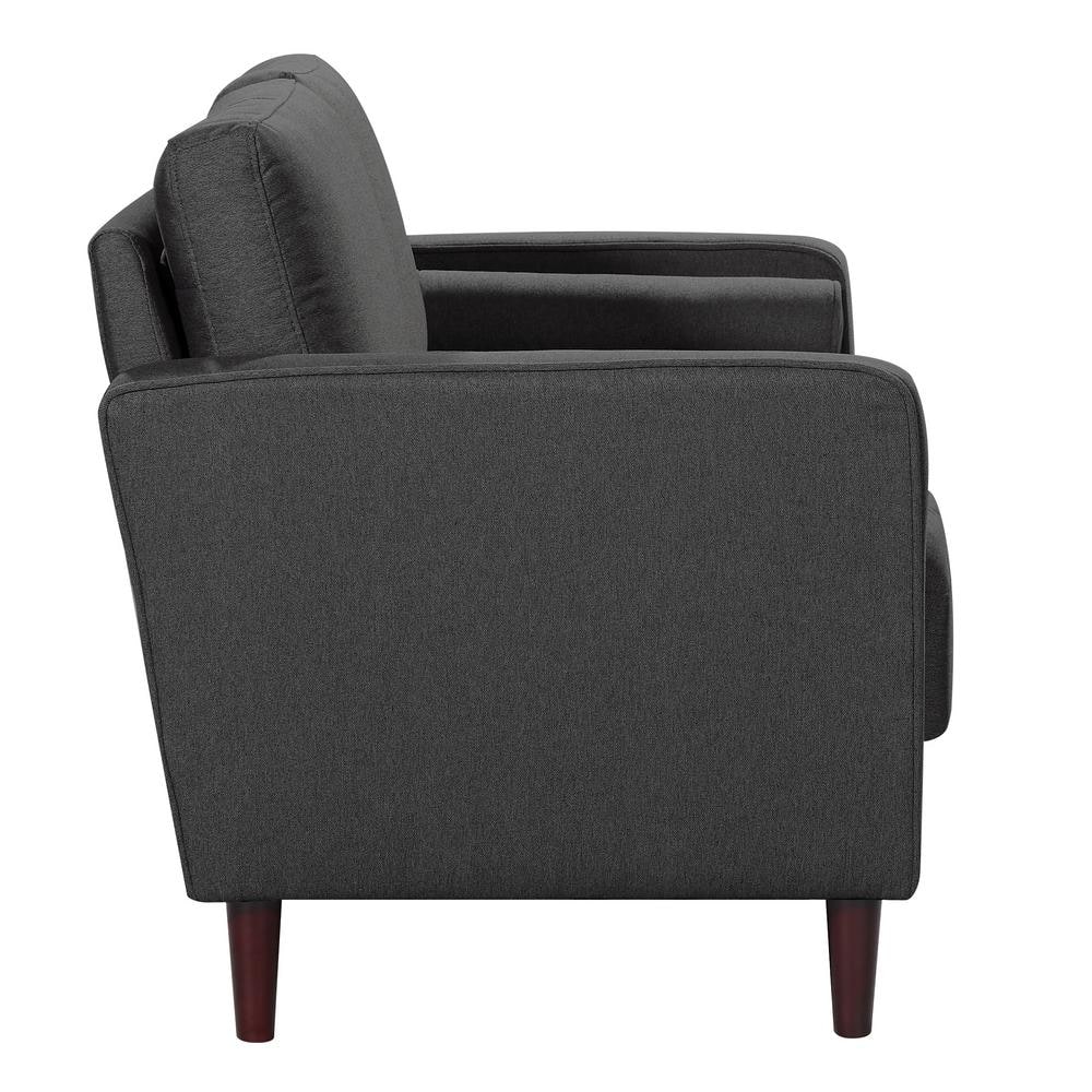 Heather Gray Tufted Microfiber Loveseat with Wood Frame and Removable Cushions