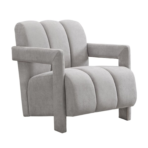 Gray 26.3" Modern Minimalist Armchair: L-Shaped Fabric Armrests, Solid Wood Frame for Living Room/Bedroom (Single)