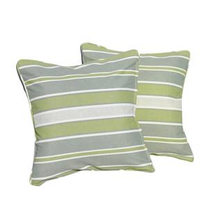 Observe Stripe Polyester Fabric Square Outdoor Throw Pillows (2-Pack)