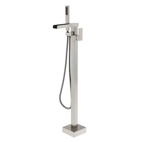 cadeninc Single-Handle Floor Mounted Claw Foot Freestanding Tub Faucet in. Brushed Nickel