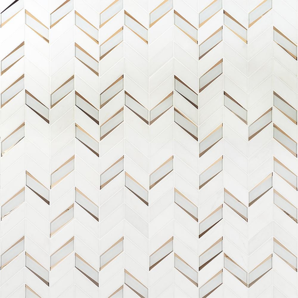 Mogo Golden 4 in. x 0.24 in. Polished Marble and Glass Mosaic Tile Sample price history on PriceWatchPro