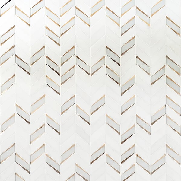 Ivy Hill Tile Mogo Golden 4 in. x 0.24 in. Polished Marble and Glass Mosaic Tile Sample