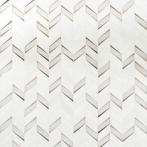 Mogo Golden 10.82 in. x 13.3 in. Polished Marble and Glass Wall Mosaic Tile (0.99 sq. ft./Each)