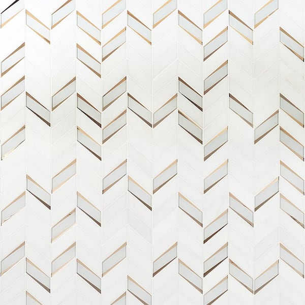 Ivy Hill Tile Mogo Golden 10.82 in. x 13.3 in. Polished Marble and Glass Wall Mosaic Tile (0.99 sq. ft./Each)