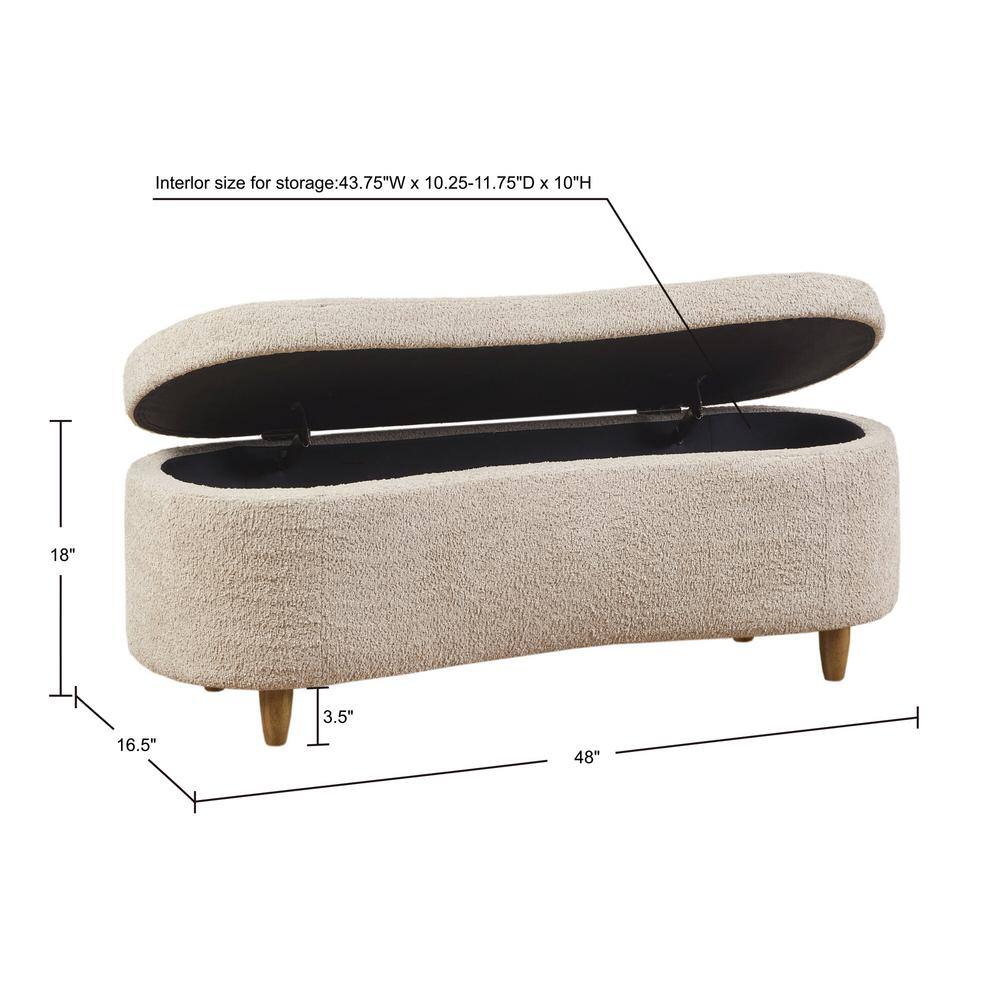 Bailey 48" Beige Boucle Flip Top Storage Bench