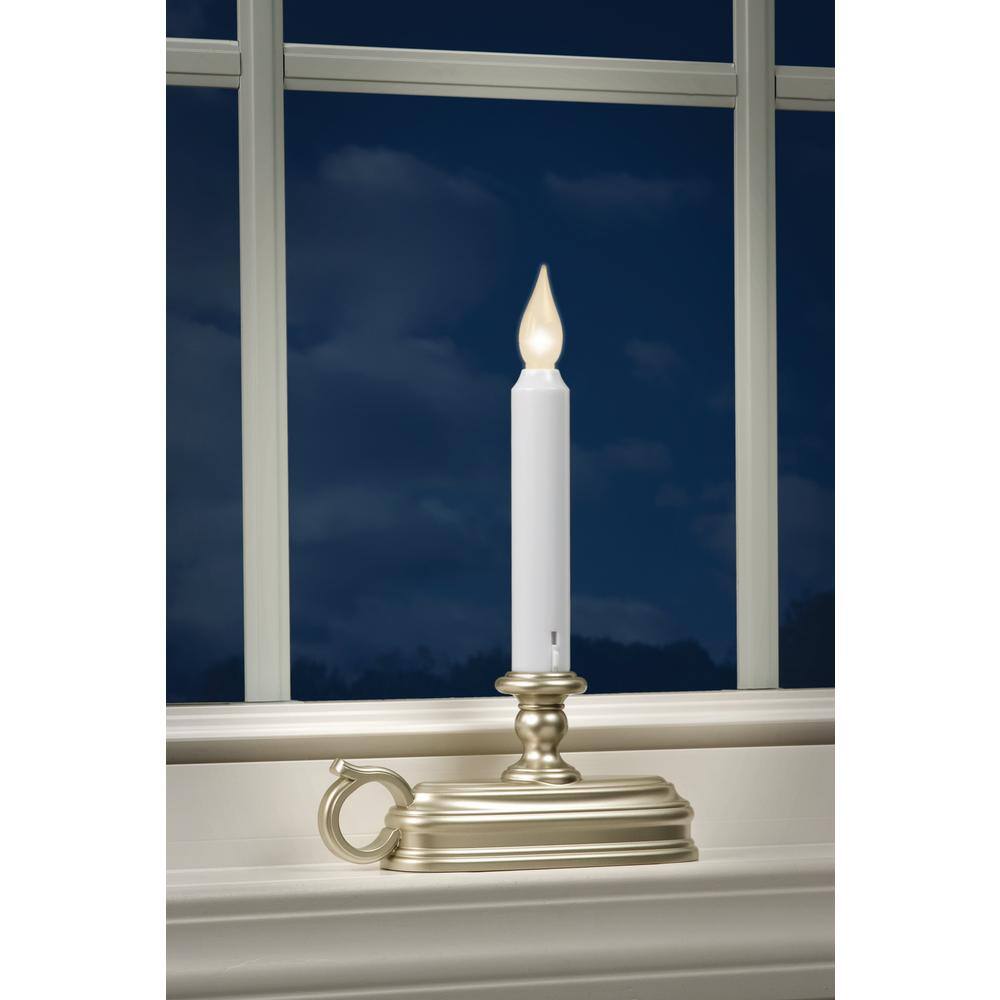 Pewter and White LED Flameless Window Candle