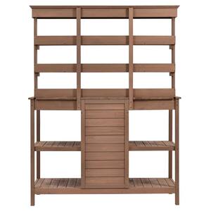 SUNRINX 50.2 in. W x 66 in. H Brown Farmhouse Wooden Potting Bench