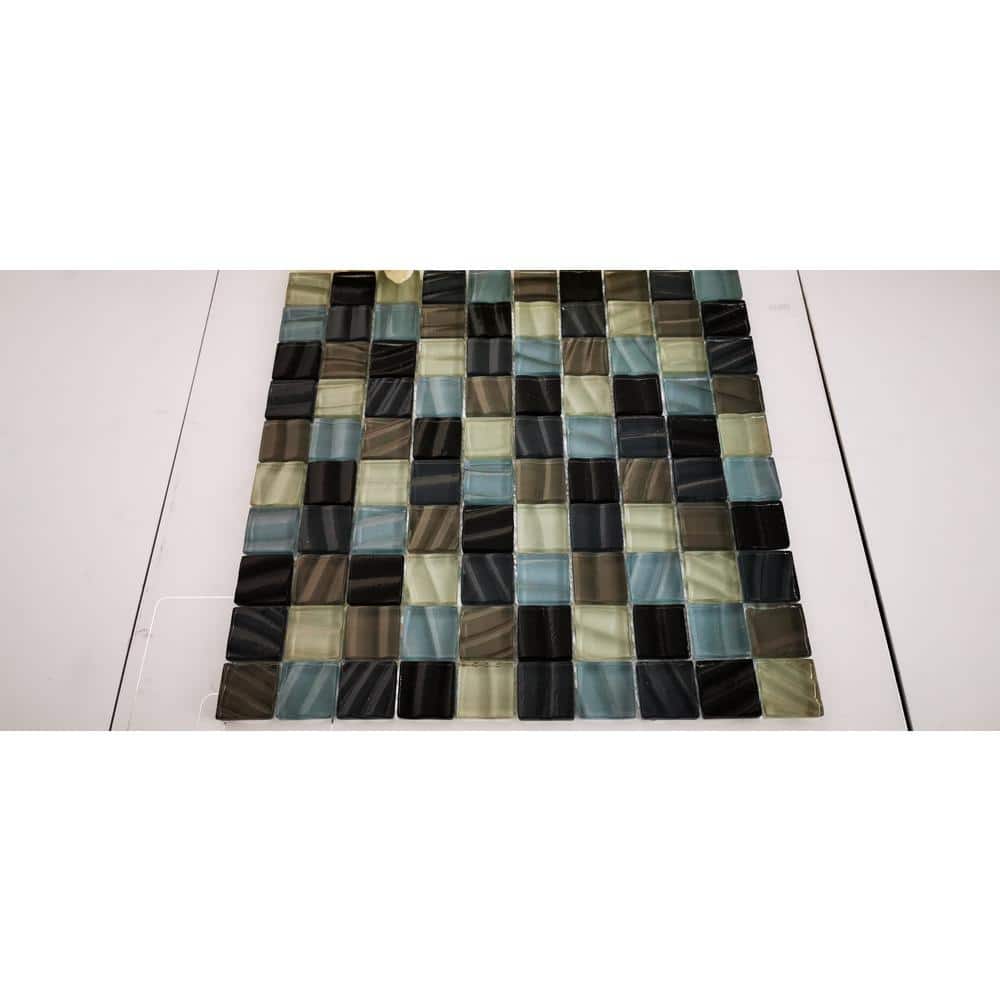 New Era 12x12 Blue and Gray Glass Mosaic Tile