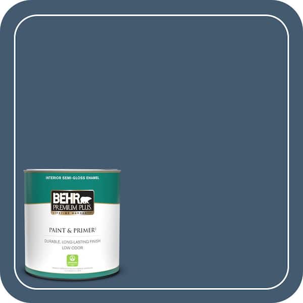 BEHR PREMIUM PLUS 1 qt. #S500-7 Infinite Deep Sea Semi-Gloss Enamel Low Odor Interior Paint & Primer