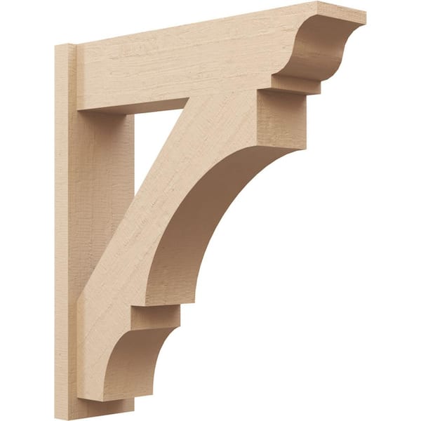 Ekena Millwork 8 in. x 34 in. x 30 in. Balboa Traditional Rough Cedar Woodgrain Timberthane Polyurethane Outlooker, Primed Tan