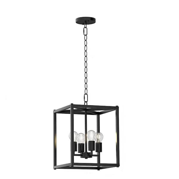 Sunpez 4-Light Farmhouse Island Chandelier for Kitchen and Dining Adjustable Height Black Light Fixture, E26, No Bulbs Included